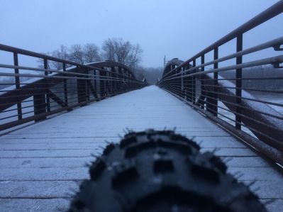 Snow Bike on Bridge