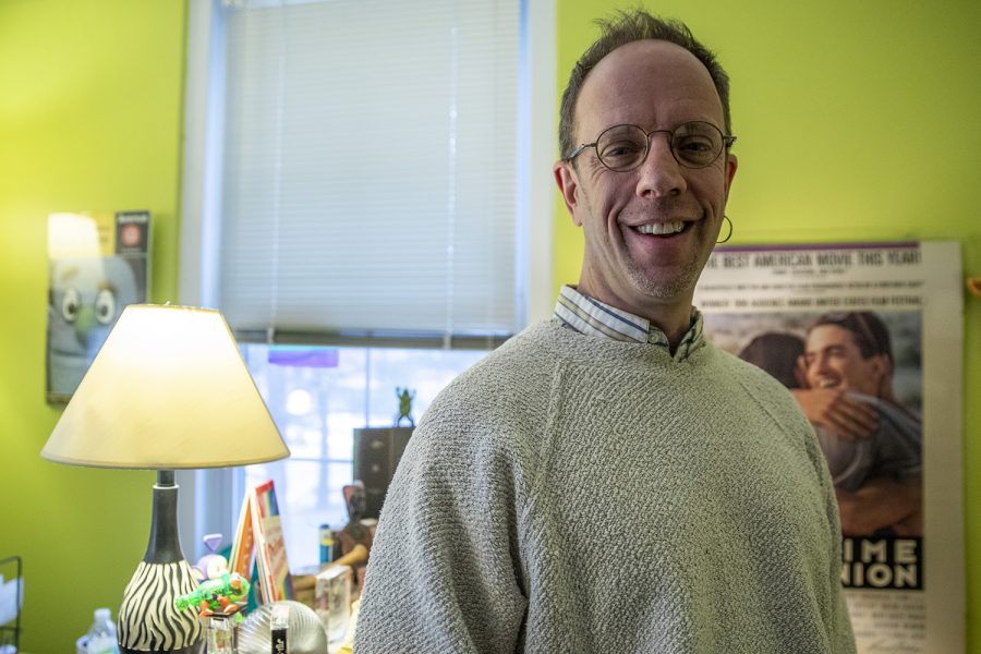 Barry Schreier standing in a his office at the West Lawn Building