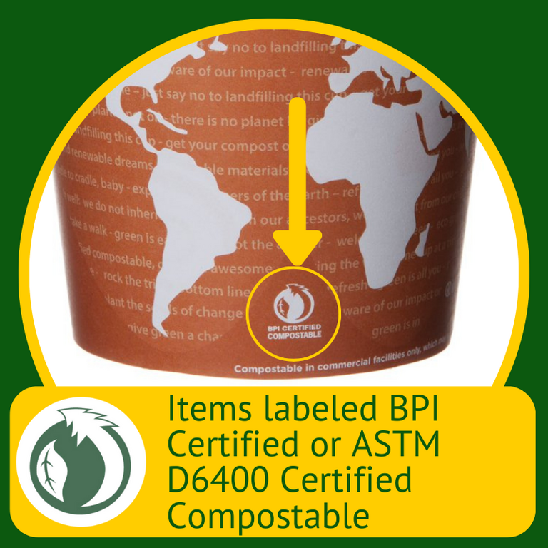 Items Labeled BPI Certified or ASTM D6400 Certified Compostable