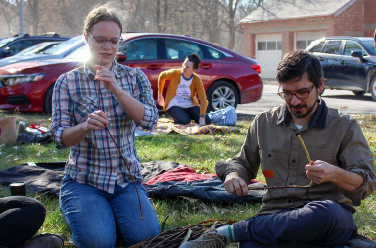 People peel the bark off the kozo trees.