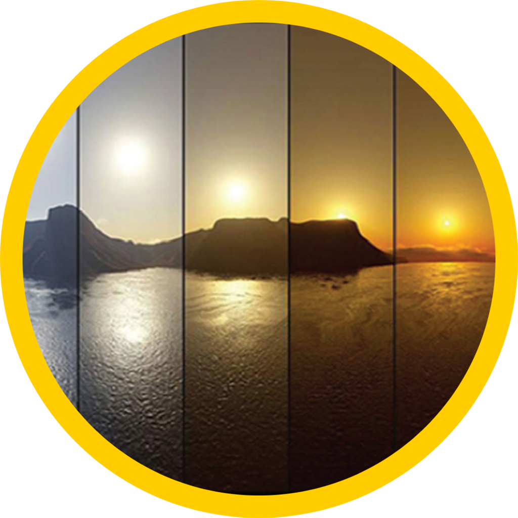 The sun in various positions in the sky