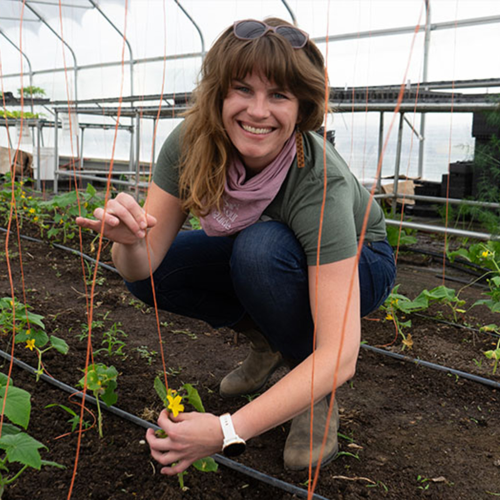 UI Alumna Giselle Bruskewitz gardening