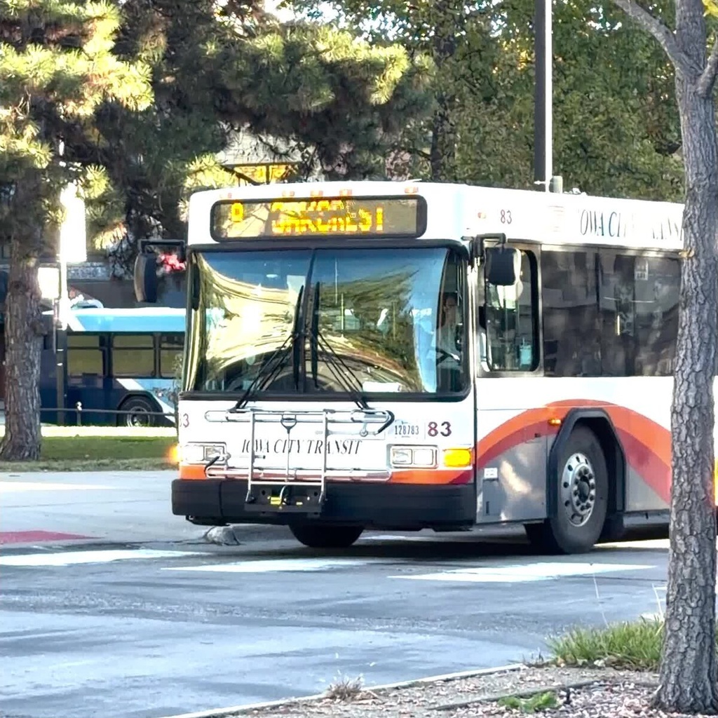 Iowa City Bus driving on street