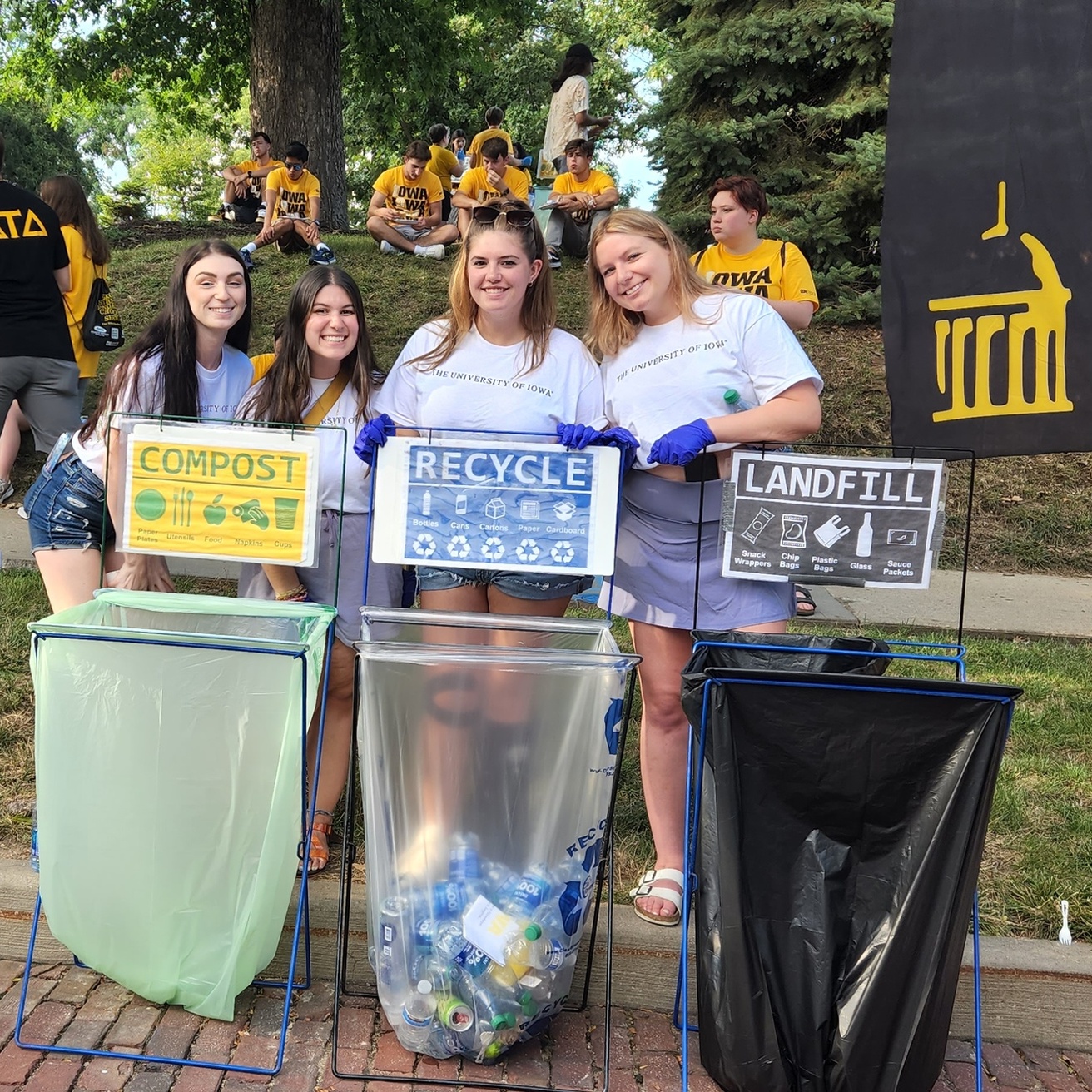 Students help sort waste at President's Block Party
