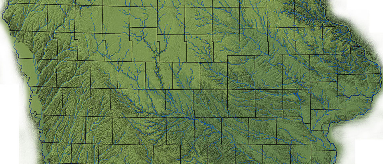 Topographic map of Iowa