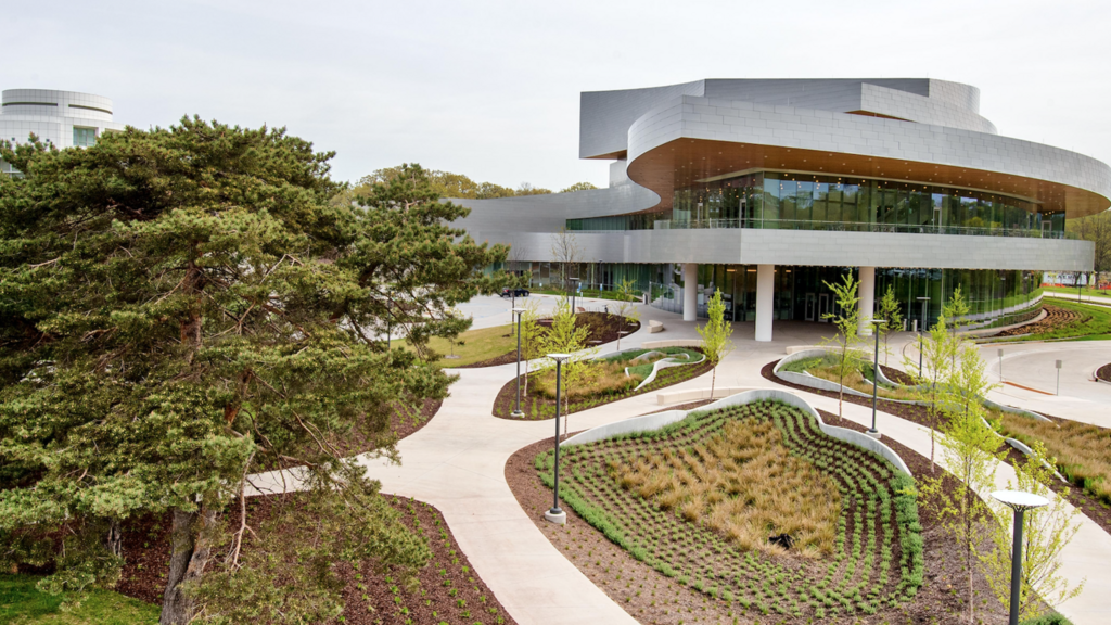 panoramic photo of Hancher looking from south to north