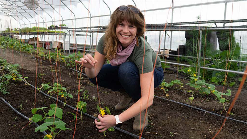 UI Alumna Giselle Bruskewitz gardening